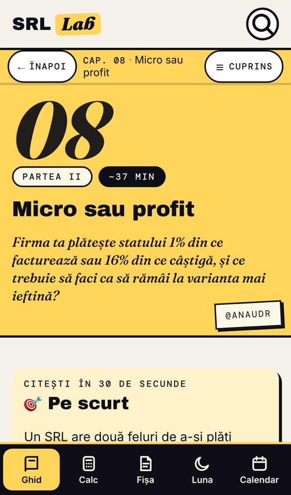 Capitolul 8, Micro sau profit, în SRL Lab