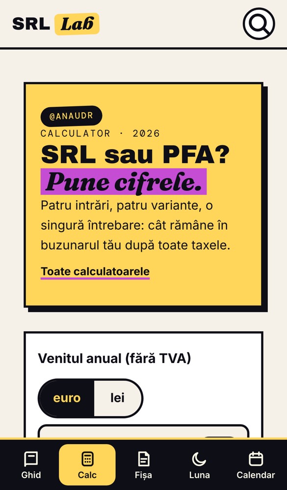 Calculatorul SRL sau PFA